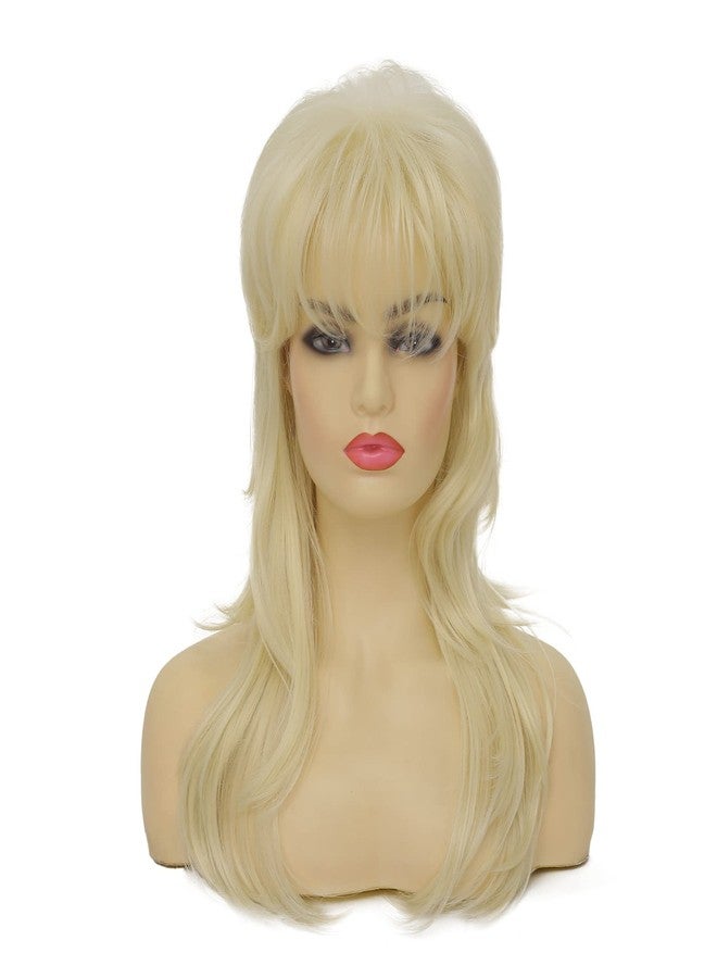 Dai Cloud Blonde Mullet Wigs for women Shaggy Layered Wig with Bangs Shoulder Length Soft Natural Wavy Shags Wig 80s Rocker Halloween Daily Party Costume Use - Image 2